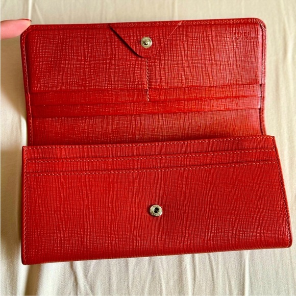Fendi Roma Flowerland Continental Red Leather Wallet EUC - Picture 8 of 12